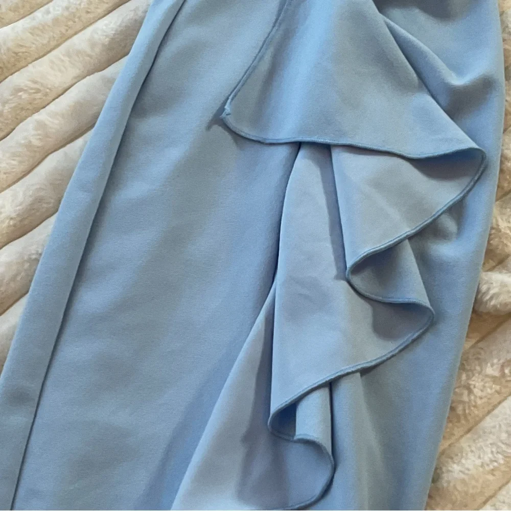 New Money RUFFLED BLUE PENCIL DRESS - Picture 14 of 15